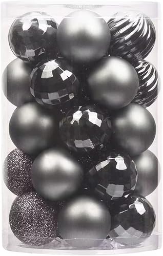 Miniatura 156 de YYCRAFT Adornos de bola de Navidad de 34 quilates de 1.2 pulgadas para árbol de Navidad, decoraciones de Navidad, ganchos inastillables incluidos