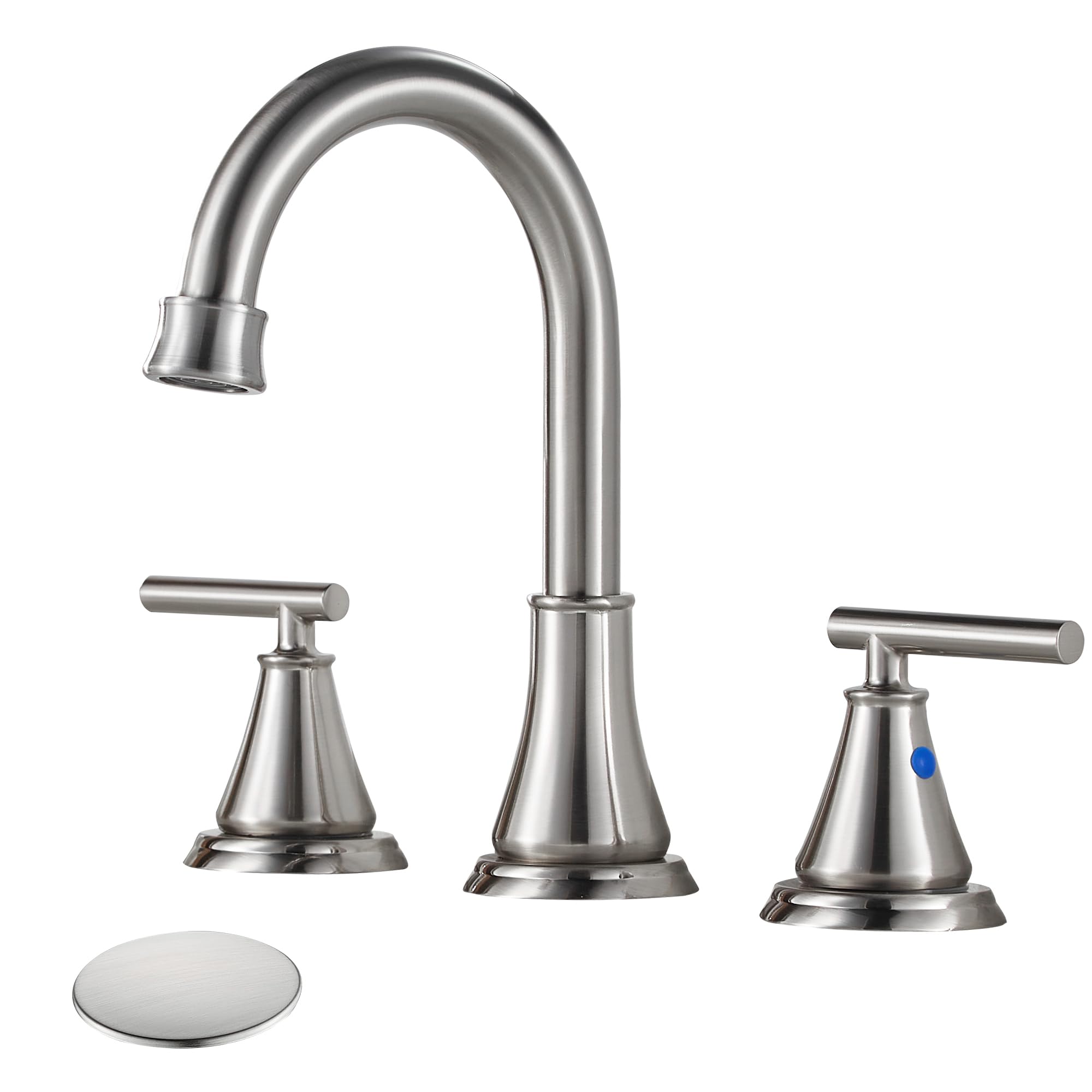 Fransiton 8 Inch Widespread Bathroom Sink Faucet 3 Hole Brushed Nickel Bathroom Faucet with Metal Pop-Up Drain Assembly