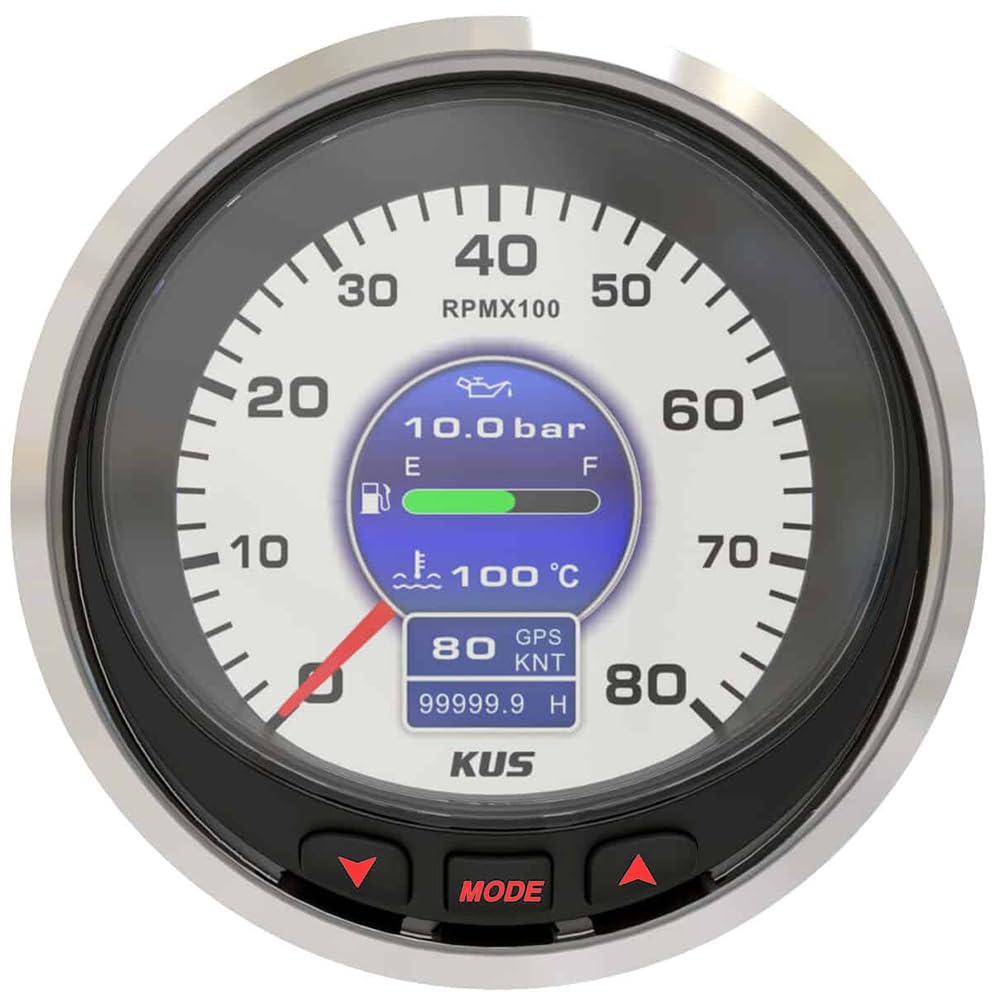 KUS 100 mm Multifunción Digital Instrumento GPS Velocímetro Tacómetro Tacómetro Indicador de Tanque Temperatura del Agua Presión de Aceite para Barcos Señal NMEA2000 J1939