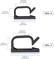 Vista 2 de XHF Clips de alambre adhesivos de 3/4 pulgadas, color negro, 60 unidades, grapas de cable para organizar cables al aire libre, organizador de cables