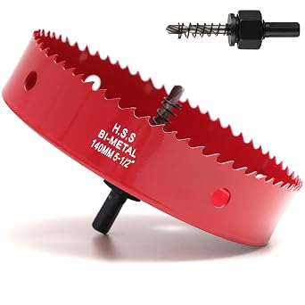 Hole Saw 5-1/2 inch for Wood, Recessed Lights, Plastic & Drywall with Arbor