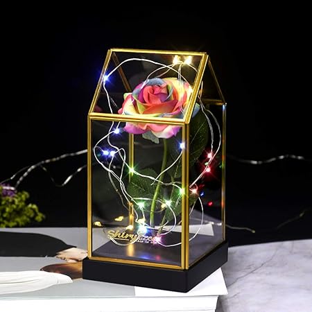 Amazon Shirylzee お花 ギフト キラキラ ローズ 七夕造花 フラワー 美女と野獣 大きいサイズ バラライト 告白 プロポーズ 結婚記念日 創意ギフト ローズ バラ 薔薇 枯れない花 永遠の愛 愛のhouse カラー Shirylzee 造花 通販