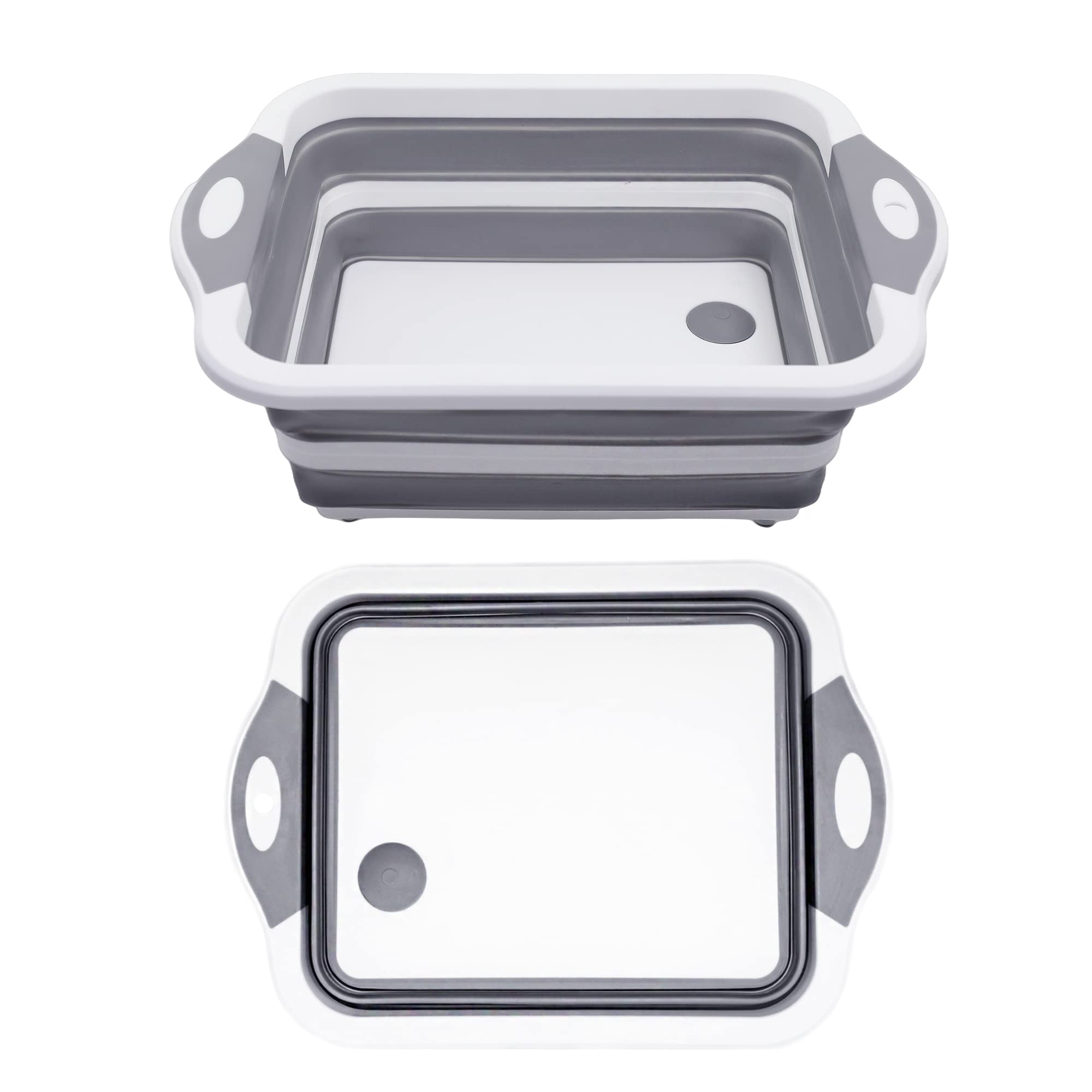 Collapsible Cutting Board Foldable Cutting Board with Colander Space Saving Multi-function Vegetable Washing Basket for BBQ/Picnic/Camping/Kitchen(Grey)