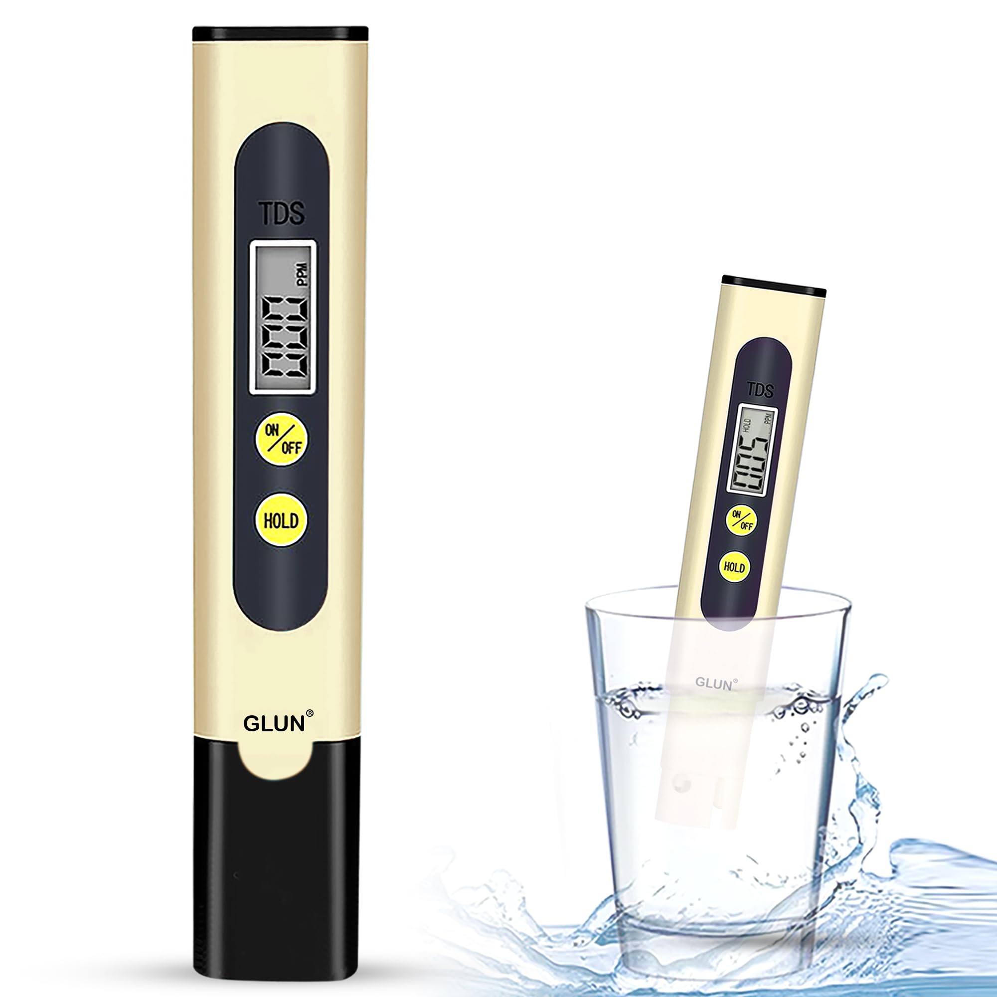 GLUN® Digital Water Quality Tester | TDS, EC & Temperature Meter with LCD Display | Portable Water Purity Tester for RO, Drinking Water, Aquarium, Hydroponics, Pool & Laboratory Yellow-picture-20