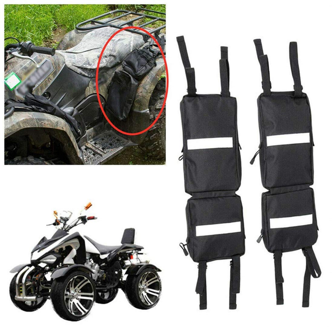 Verve Jelly ATV Strandautos Aufbewahrungstasche, 2pcs 600D Oxford Cargo Tank Bags, Anhänger Hängende Beuteltasche, wasserdichte Satteltasche für ATV Fender, Schneemobile