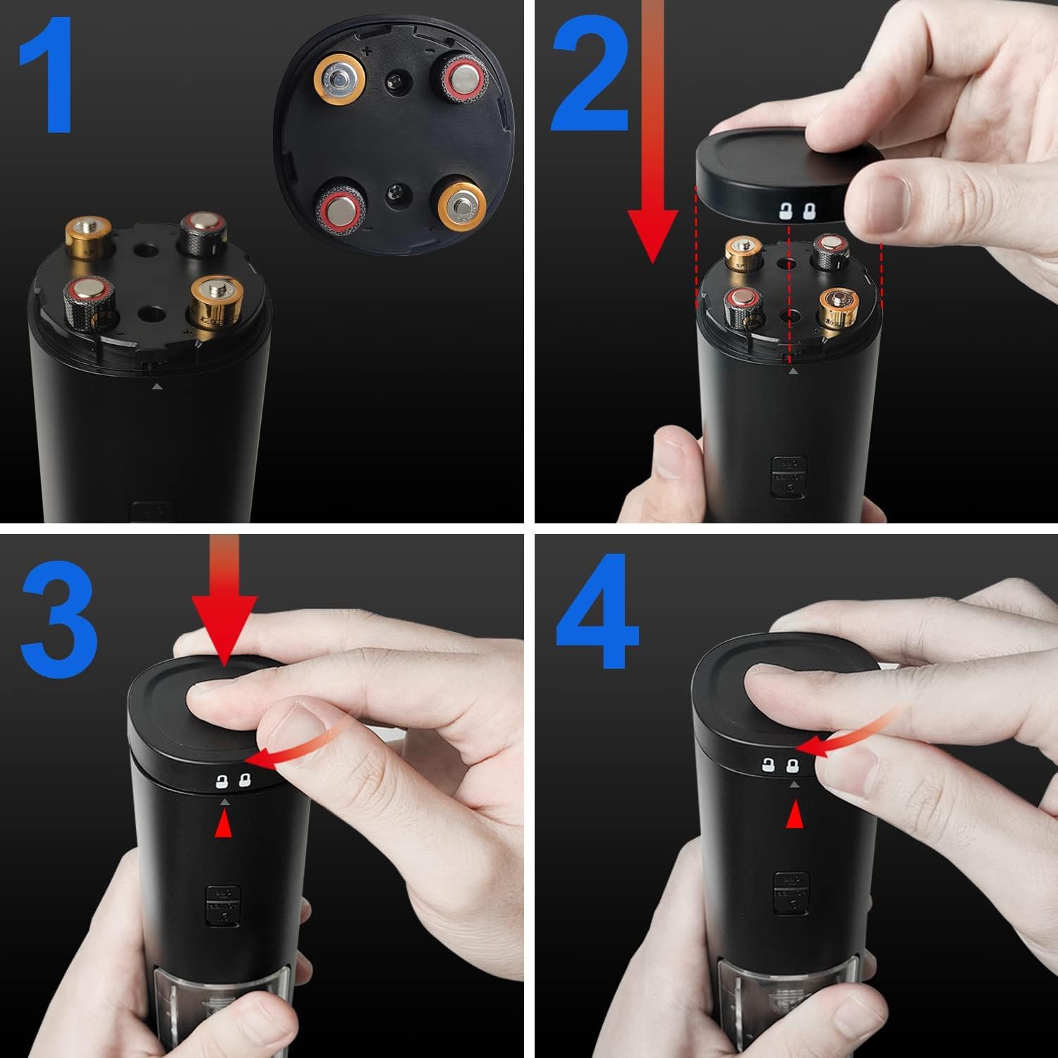 Salz und Pfeffermühle, Sulypo Pfeffermühle elektrisch mit Schwerkraftschalter, Einhandbedienung 1pcs