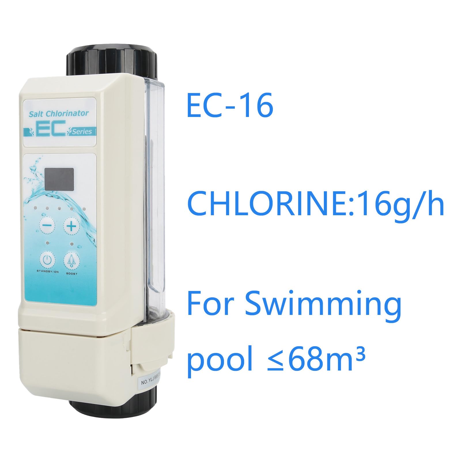 Cloratore per Piscine ad Acqua Salata, Generatore di Sale, Cloratore al Sale con Pannello di Controllo LED, Display di Salinità, Pulizia Automatica, per Spa e Piscine Termali 16g/h