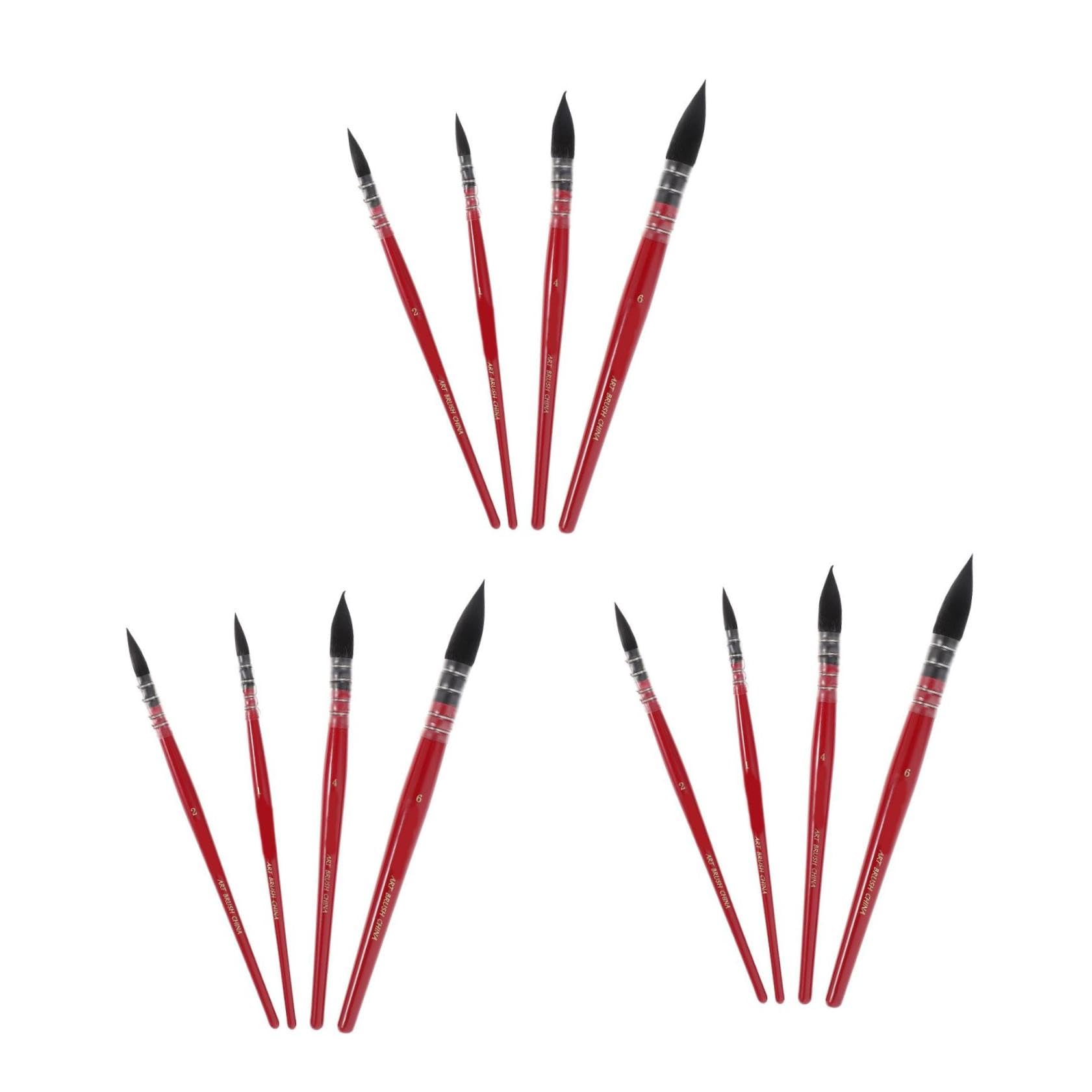 STOBOK Ensemble De 3 Pinceaux À Pointe d'artiste Pinceaux De Détail À Pointe Pointue Grands pour Peinture Artisanale Dessin Peinture De Détail