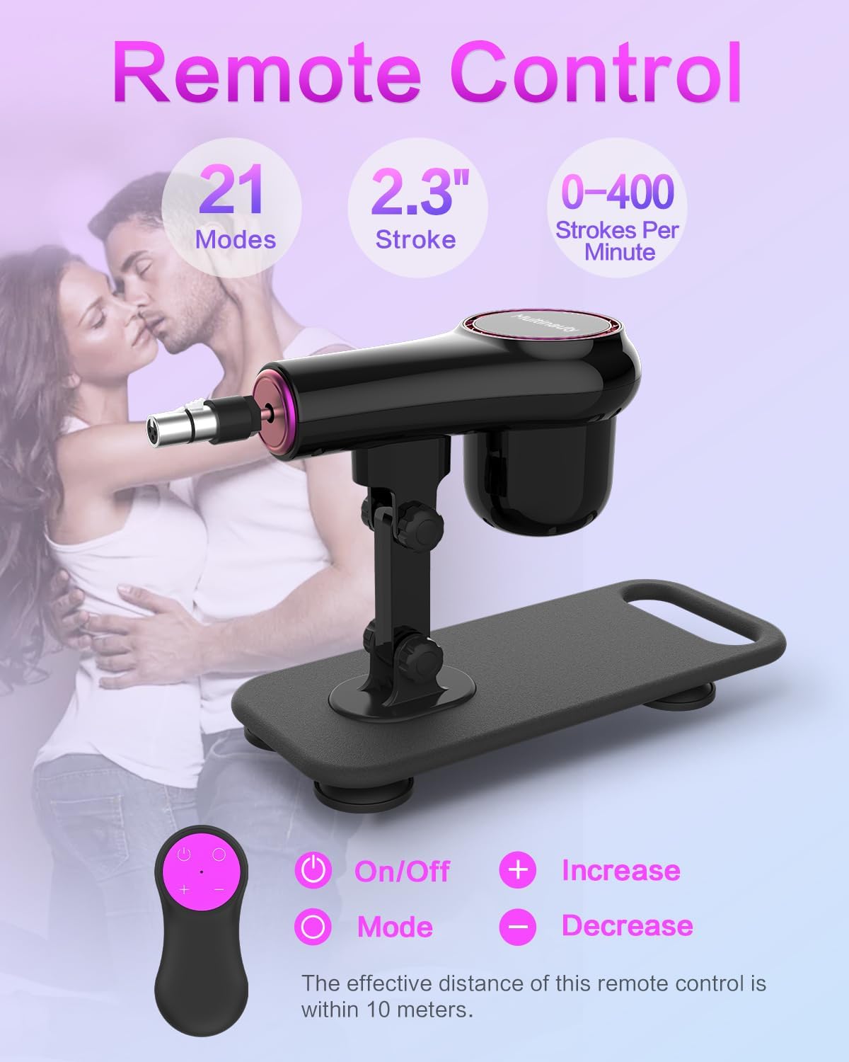 Sex Machine, Automatic Thrusting Machine for Women & Couples, 21 Modes & 0-400 SPM Adjustable Speed Love Machine with Remote Control, 5 Dildo, Suction Cup, 85° Angle Setup, 3XLR Connector