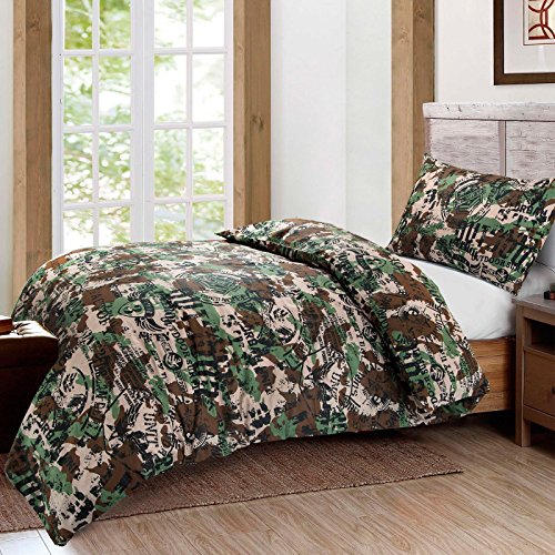 Nimsay Home Armee-Camouflage-Bettbezug und Kissenbezüge, Set (Doppelbett) Cover