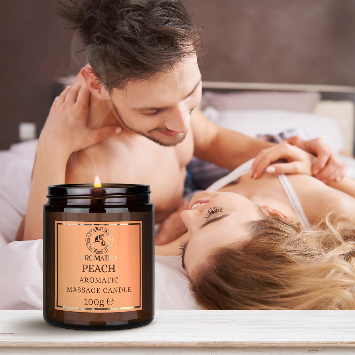 Vela de Masaje Durazno 100 g - Vela de Cera de Soja - Mezcla de Aceites de Coco y Almendras - Vela de Masaje y Relajación - Aromaterapia - Cosmética - Calmante