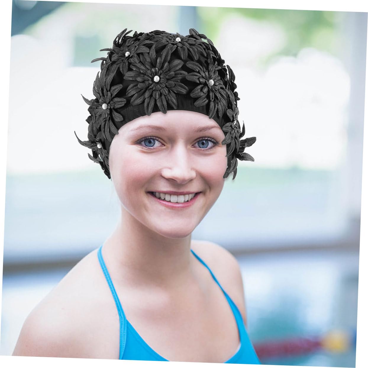 Kisangel 2 Gorros De Natación para Mujer con Diseño Floral Gorro De Natación De Alta Elasticidad para Cabello Largo Gorro De Natación De Tela Gorros De Natación De Verano