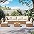 LAUSAINT HOME 7 Pieces Outdoor Patio Furniture, Outdoor Sectional Sofa Patio Furniture Sets Wicker Rattan Patio Conversation Sets with Cushion and Glass Table (Cream White)