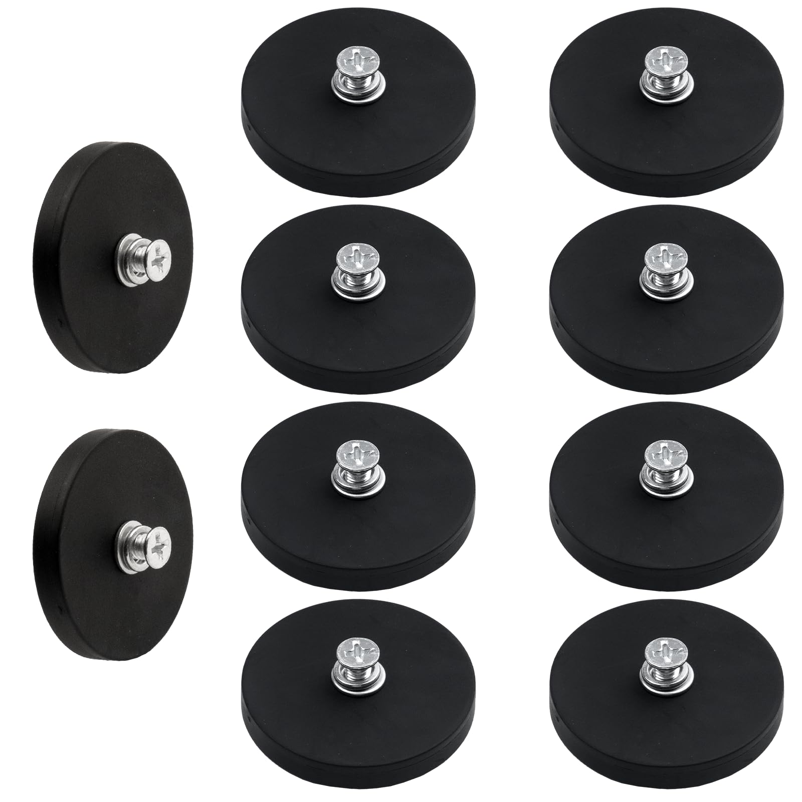 Photo 1 of 10Pcs Rubber Coated Anti-Scratch Mounting Magnets, 30LBS Neodymium Magnet Base with M5 Threaded Studs?Strong Magnets Hold The Base for Light Bar Mirror Camera Tool ?1.69 Inch?