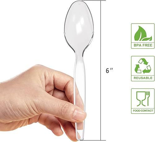 Miniatura 2 de POSATE Heavyweight Plastic Spoons Clear 100 Count