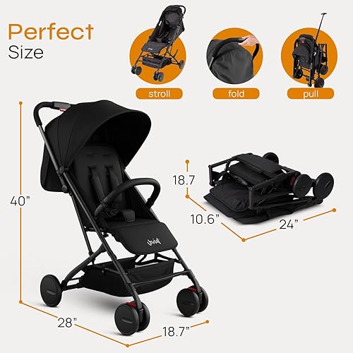 Miniatura 7 de Jovial Cochecito de bebé de viaje ligero con una sola mano, fácil de plegar, cochecito de bebé portátil compacto para uso diario y viajes