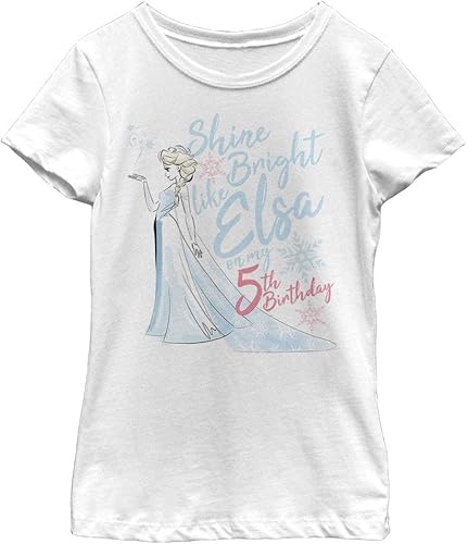 Disney Frozen Birthday Queen Five - Camiseta sólida para niña