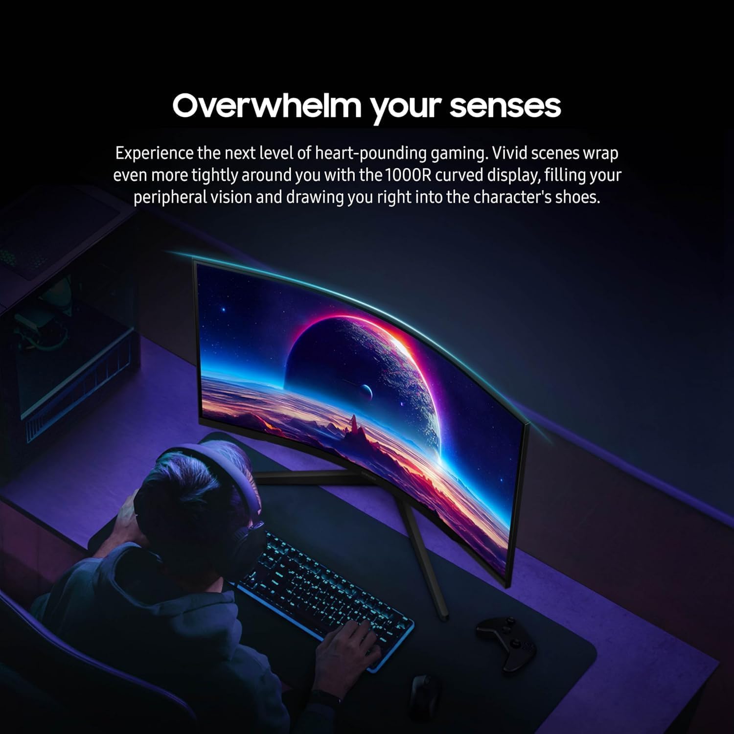 Samsung 27” Odyssey G5 QHD Gaming Monitor | 165Hz, 1ms | 1000R Curved VA Panel | AMD FreeSync, HDR10 | Minimized Eye Strain | w/Hdmi