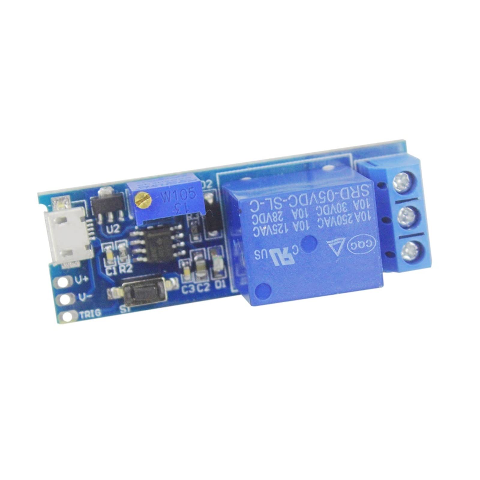 Módulo de relé temporizador de retardo con interruptor de disparo ajustable y voltaje amplio de 5V a 30V