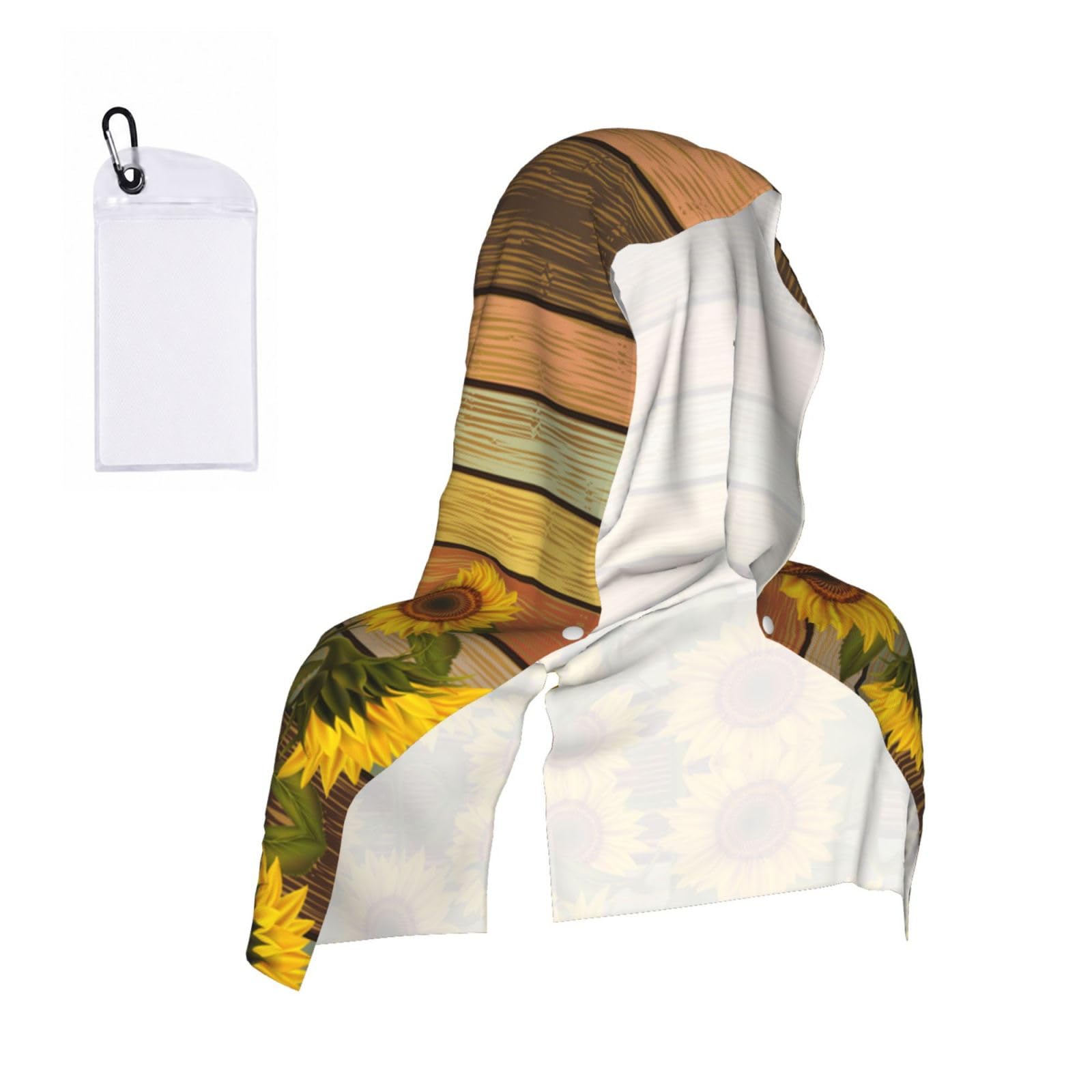 Sunflower On Wood Print Cooling Hoodie Towel, Cooling Towels For Neck And Face, Quick Drying Absorbent Cooling Head Towel Beach Camping Gym Construction(2pcs)