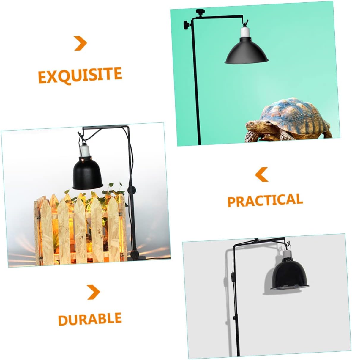 Adjustable Reptile Lamp Stand Metal Rack for Heating Lamps Lights Portable Plant Light Holder for Terrarium Use Efficient Heat Dissipation