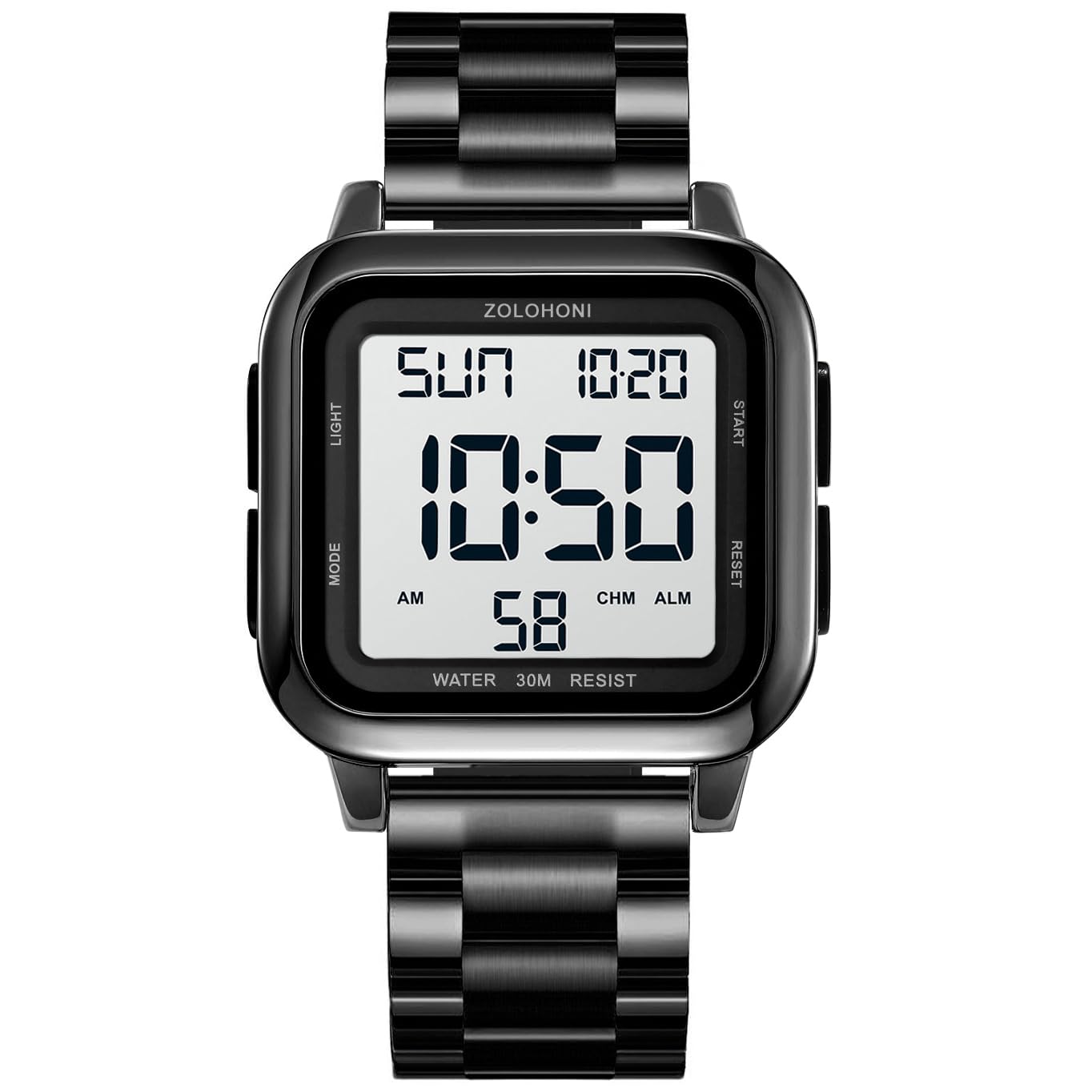 Orologi impermeabili del fronte del grande quadrante dei numeri dell'orologio digitale degli uomini quadrati LED