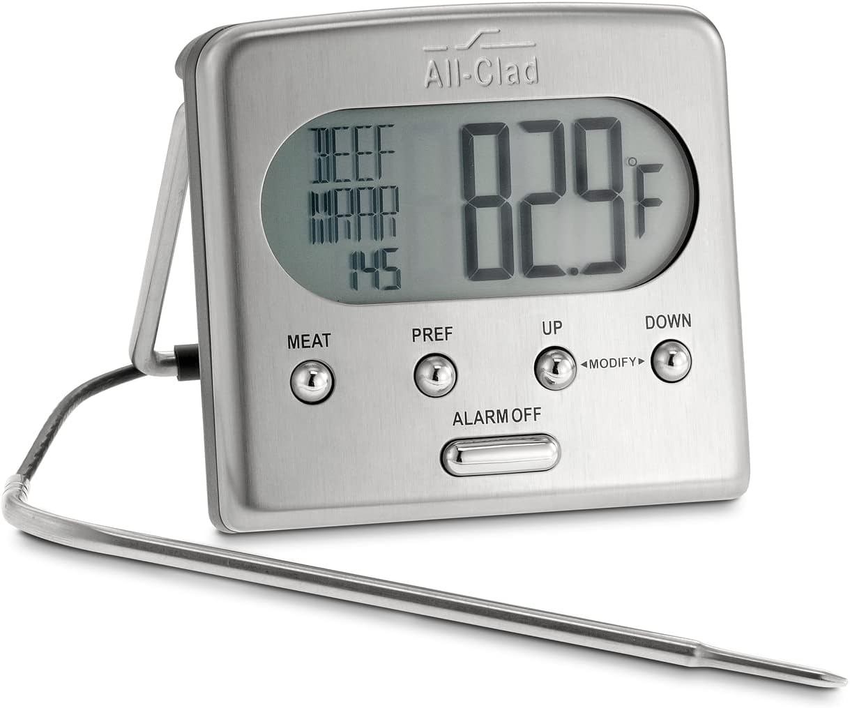 All-Clad Stainless Steel Oven Probe Thermometer with LCD Display - Heat-Resistant for Perfect Roasts & Meats