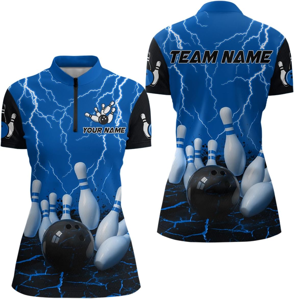 Thunder Lightning Lava Bowling Shirt for Men Women Custom Team Bowling Jerseys Bowling Polo Shirts & Bowling 1/4 Zip Shirts