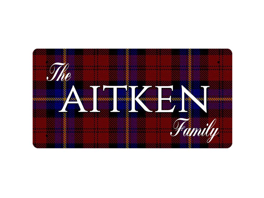 Mcmug White - The Aitken Family (Aitken Tartan) - Metal Sign, Decorative Sign, 200Mm X 100Mm