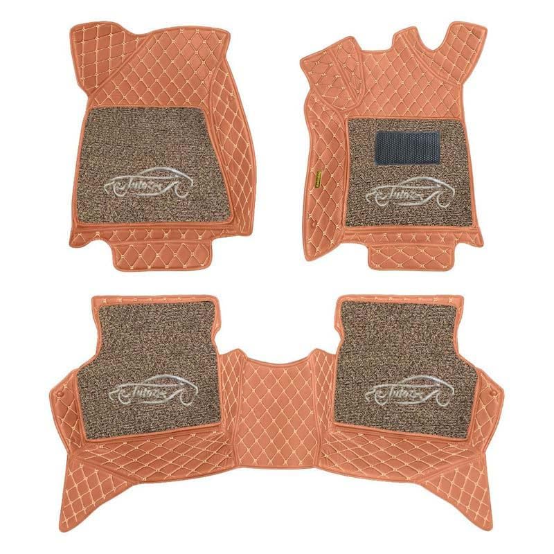 Image of 7D Car Foot Mat for Audi A5 (2 Door, 2018) | Tan Beige with Beige Curly