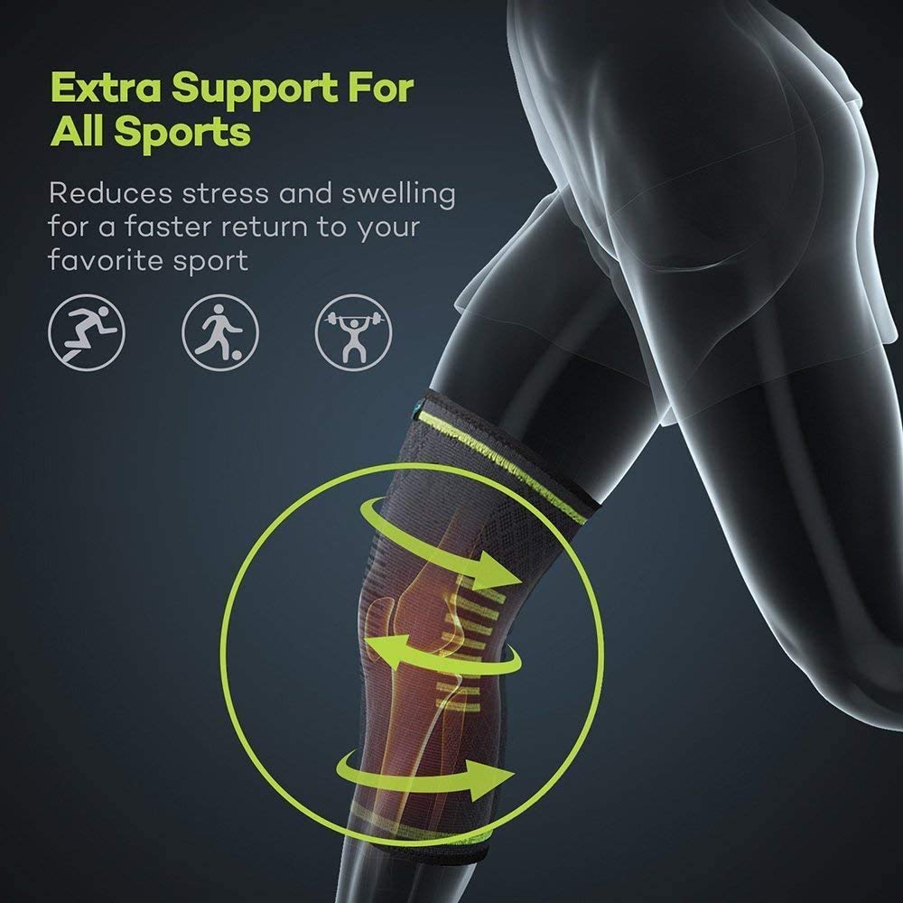 MILAIUN Ginocchiera Ortopedica 2 Pezzi, Tutore Ginocchio Legamenti Menisco, Elastica Antiscivolo Fascia Compressione Ginocchio,per Sport, Palestra, Corsa, Escursionismo (S