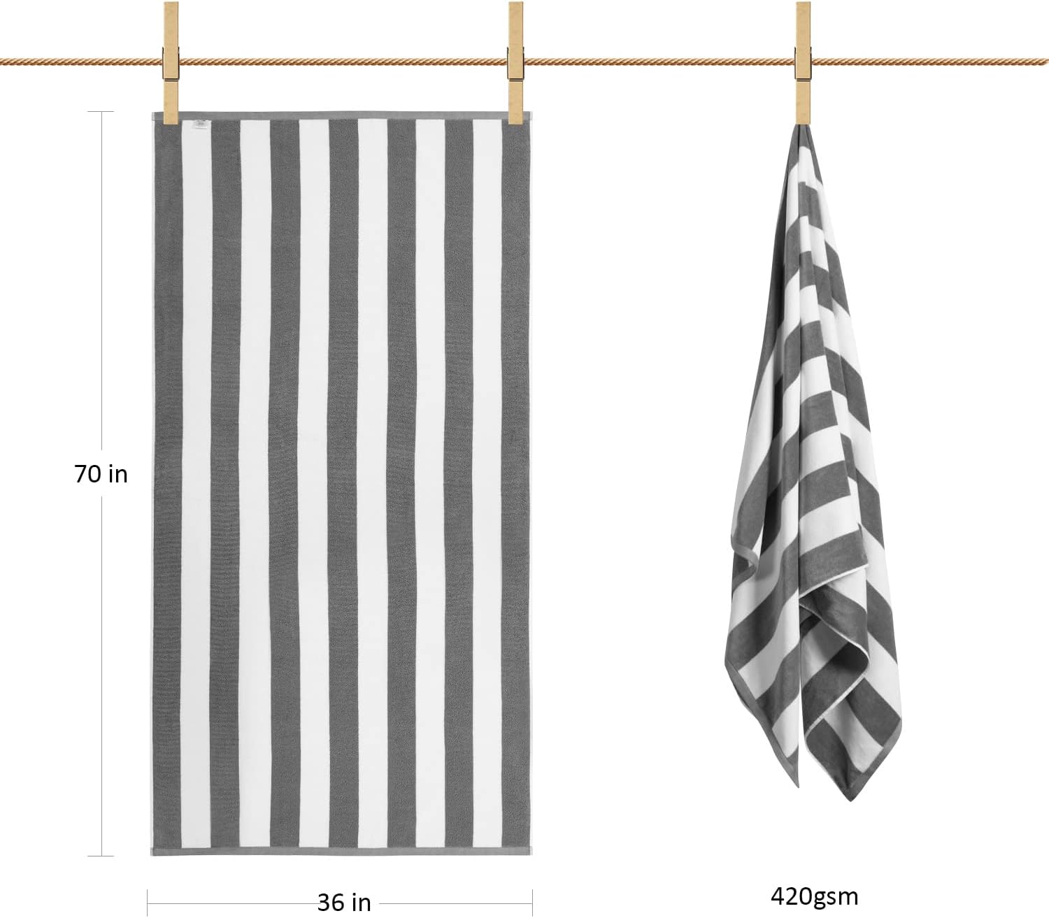 LULUHOME Plush Oversized Beach Towel - Fluffy Cotton Thick 36 x 70 Inch Gray Striped Pool Towels , Large Summer Cabana Swimming Towel for Adults : Home & Kitchen