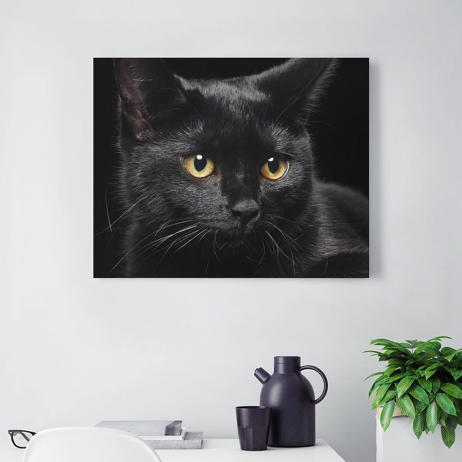 Amazon.co.jp: アートパネル ポスター 絵画 黒猫 ねこ 猫柄 モダン