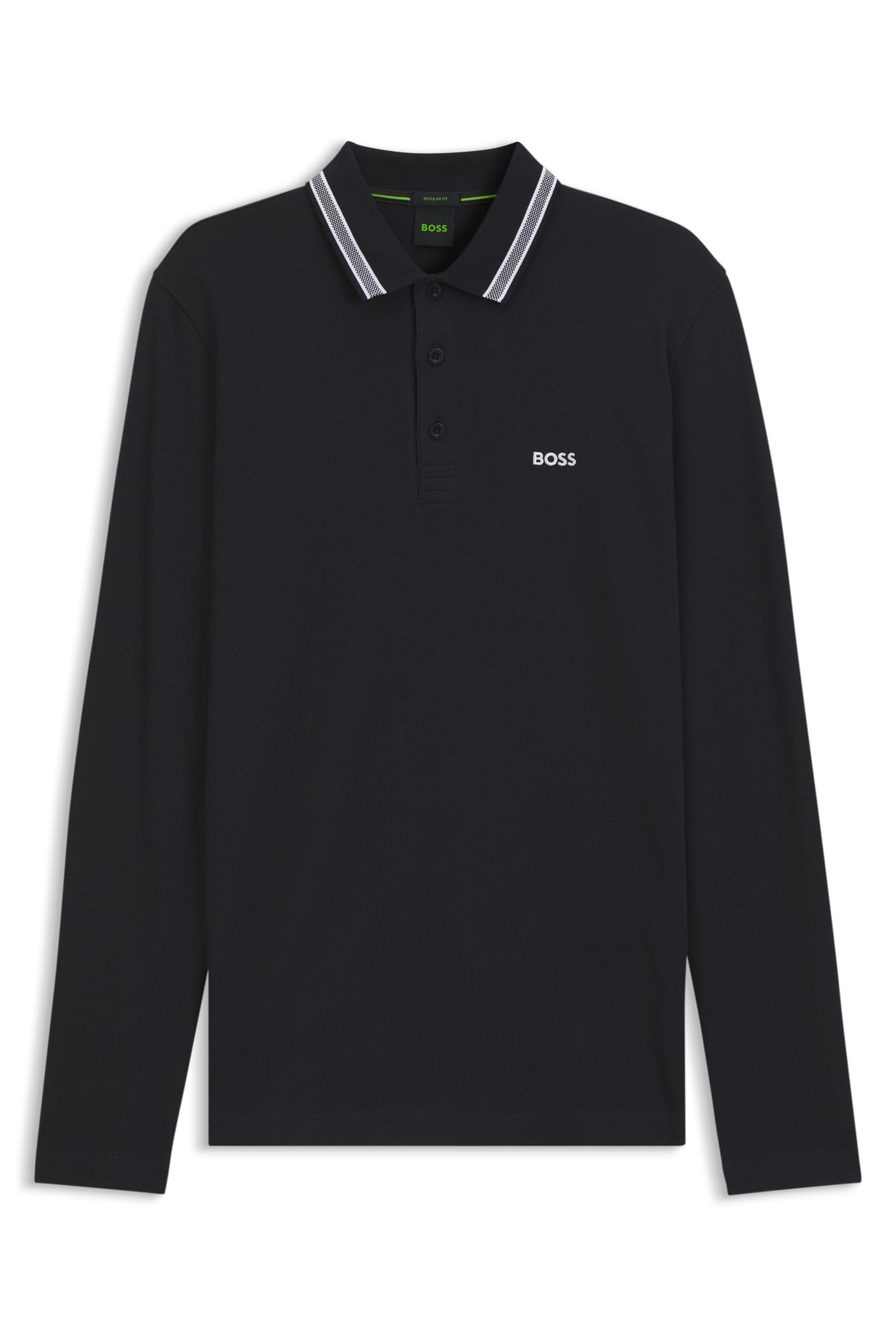 BOSS Herren Plisy Longsleeve-Poloshirt aus Baumwoll-Piqué mit Details am Kragen