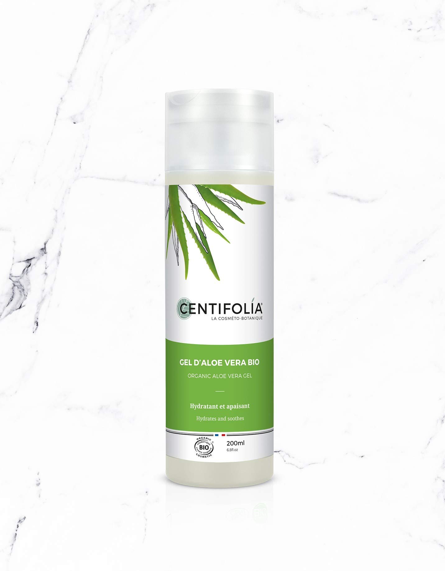Centifolia Gel d'Aloe Vera 200ml Bio pour Peau Normale, Tous Types de Peaux, Peau Mixte, Peau Grasse, Peau Sensible, Peau Sèche