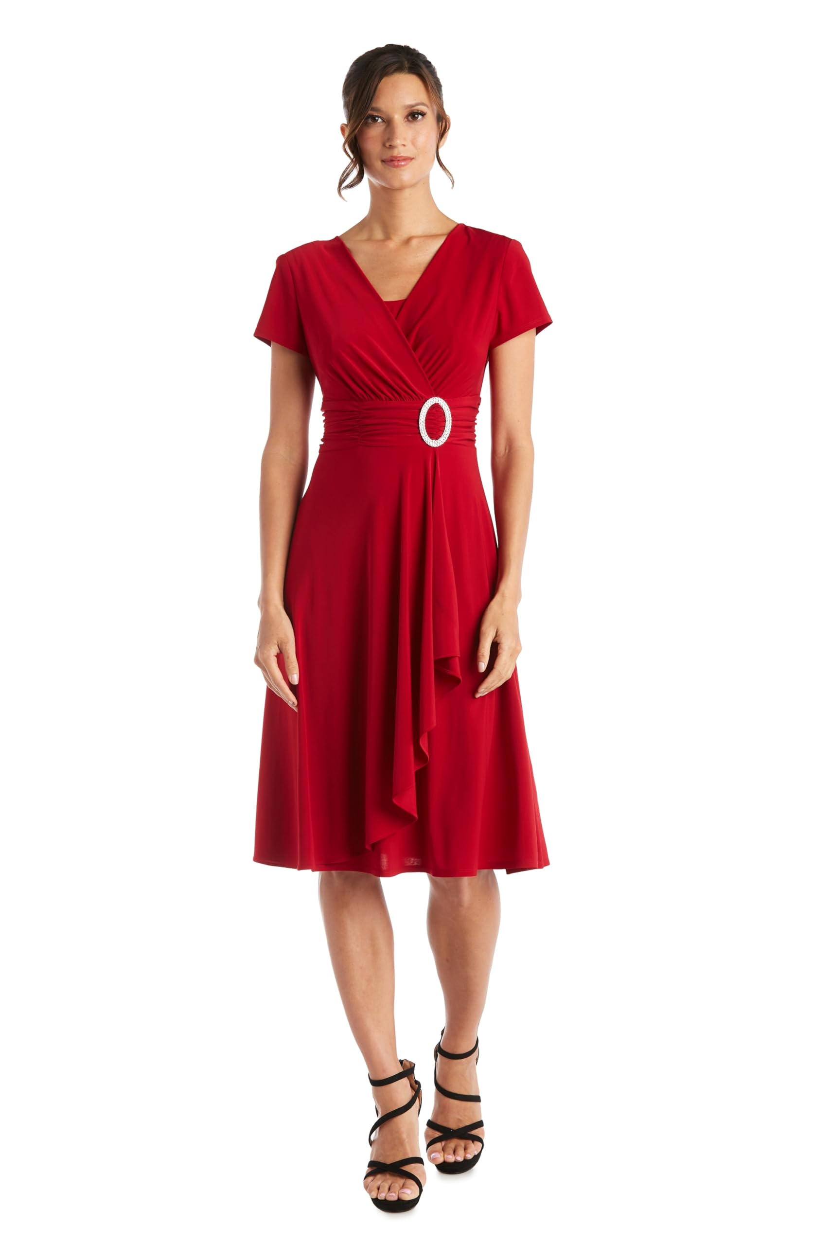 R&M Richards Womens Embellished Knee-Length Cocktail Dress