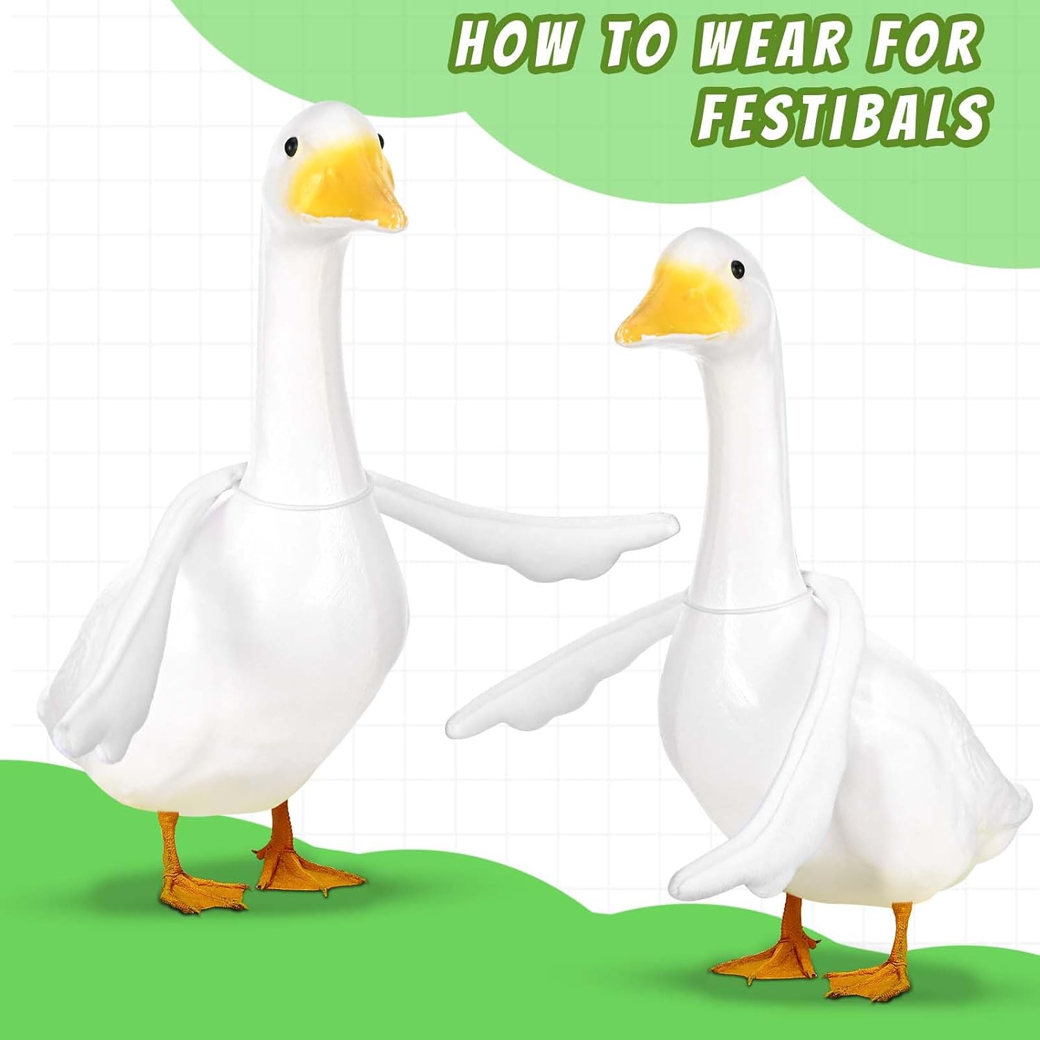 JcHrmers Poseable Goose Wings for 23”- 28" Porch Goose Decor Adjustable & Soft Cotton Accessory for Enhanced Outdoor/Indoor Patio Yard Lawn Art Decoration (23 inches) image 5