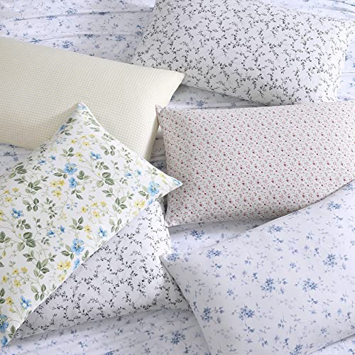 Image of Laura Ashley - Queen Sheet Set, Buttery-Soft Bed Sheets with a Naturally Silky Smooth Cotton Sateen Lightweight Feel - Matching Pillowcases & Fitted Sheet (Garden Muse Blue)