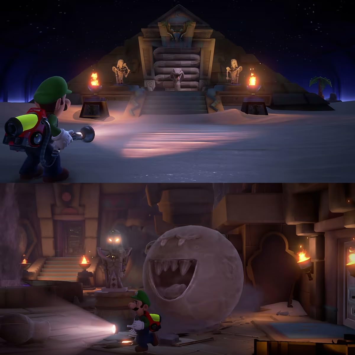 Luigi's Mansion 3 para Nintendo Switch (versión de EE. UU.), con empuñaduras para el pulgar PremGear (paquete de 8, negro, azul, rojo y transparente), soporte para tarjetas de juego de 24 ranuras y