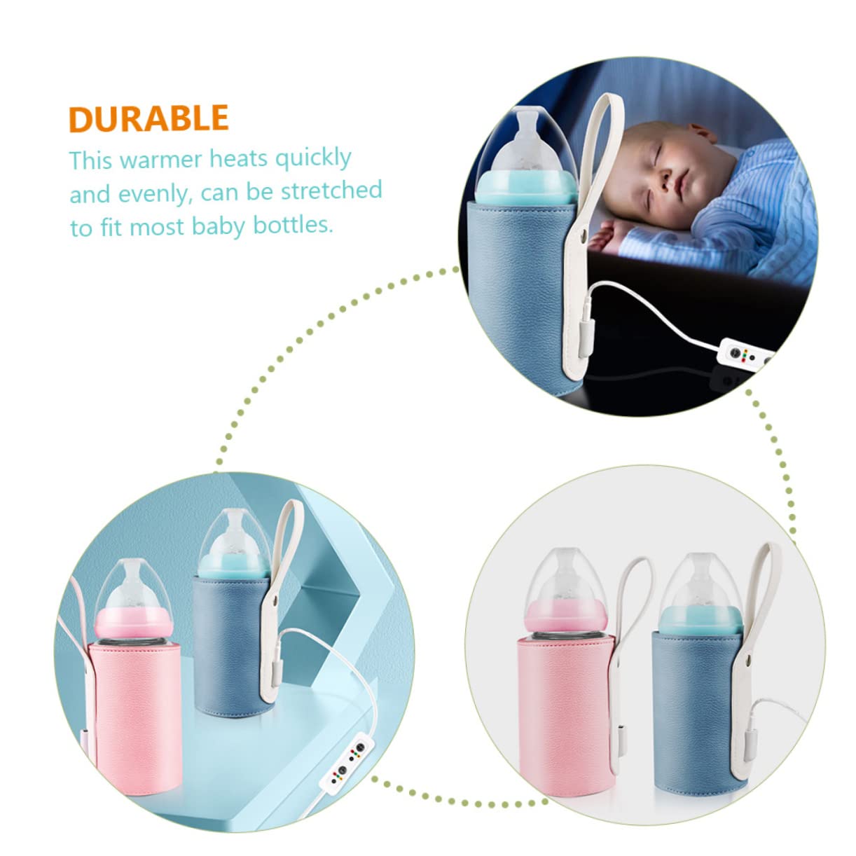 Yardwe Portable USB Bottle Warmer Travel Car Insulated Milk Warmer Temperature Control for Healthy Feeding Convenient Durable Brew