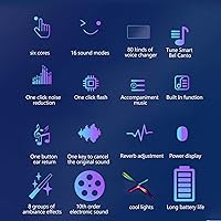 Vista 6 de Cambiador de voz para juego de transmisión, mini dispositivo cambiador de voz portátil con 8 sonidos diferentes, tarjeta de sonido en vivo