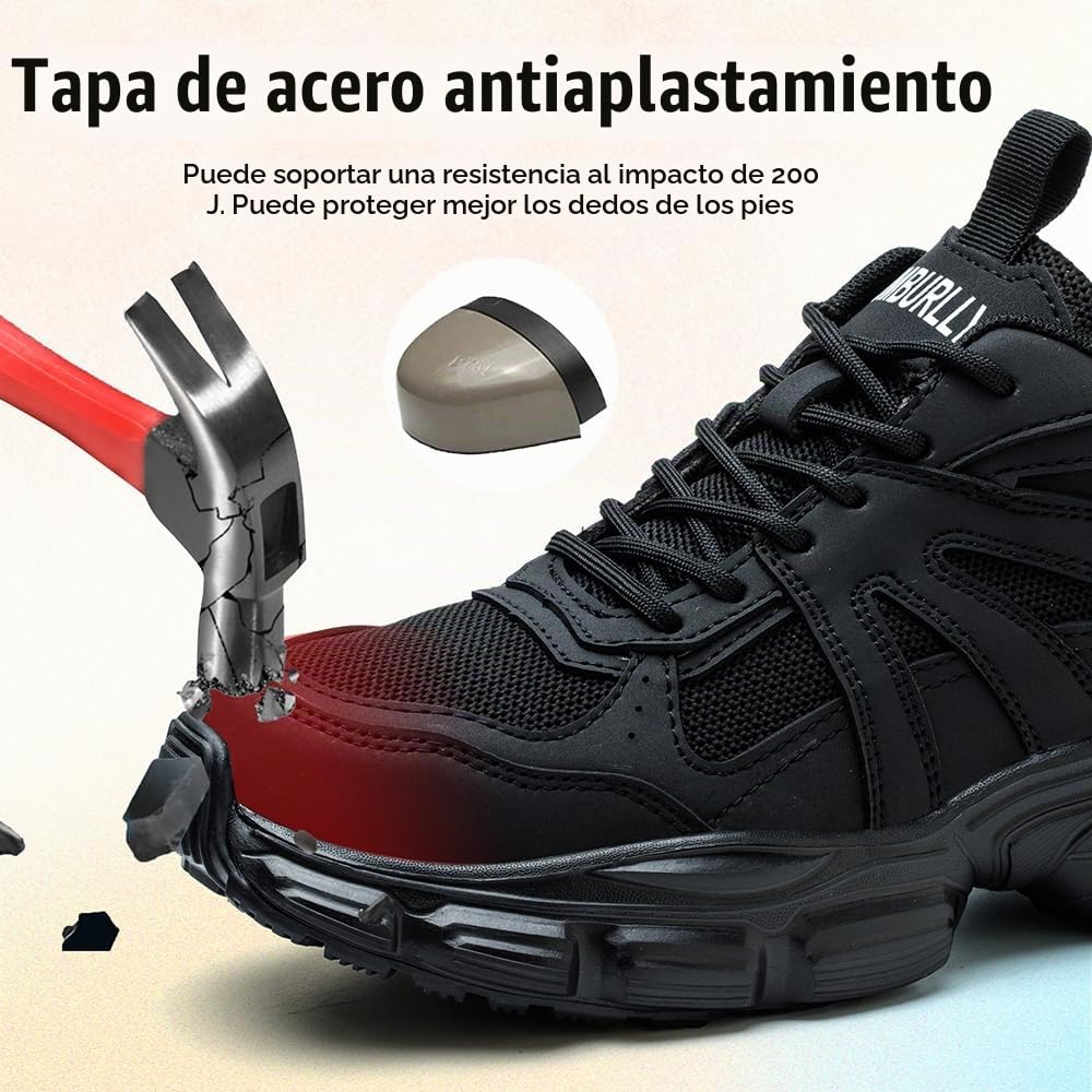 Zapatos de Seguridad para Mujer Ligeras Punta de Acero Zapatillas Cómodos Antideslizante de Trabajo Transpirable Calzado de Seguridad 36-42EU