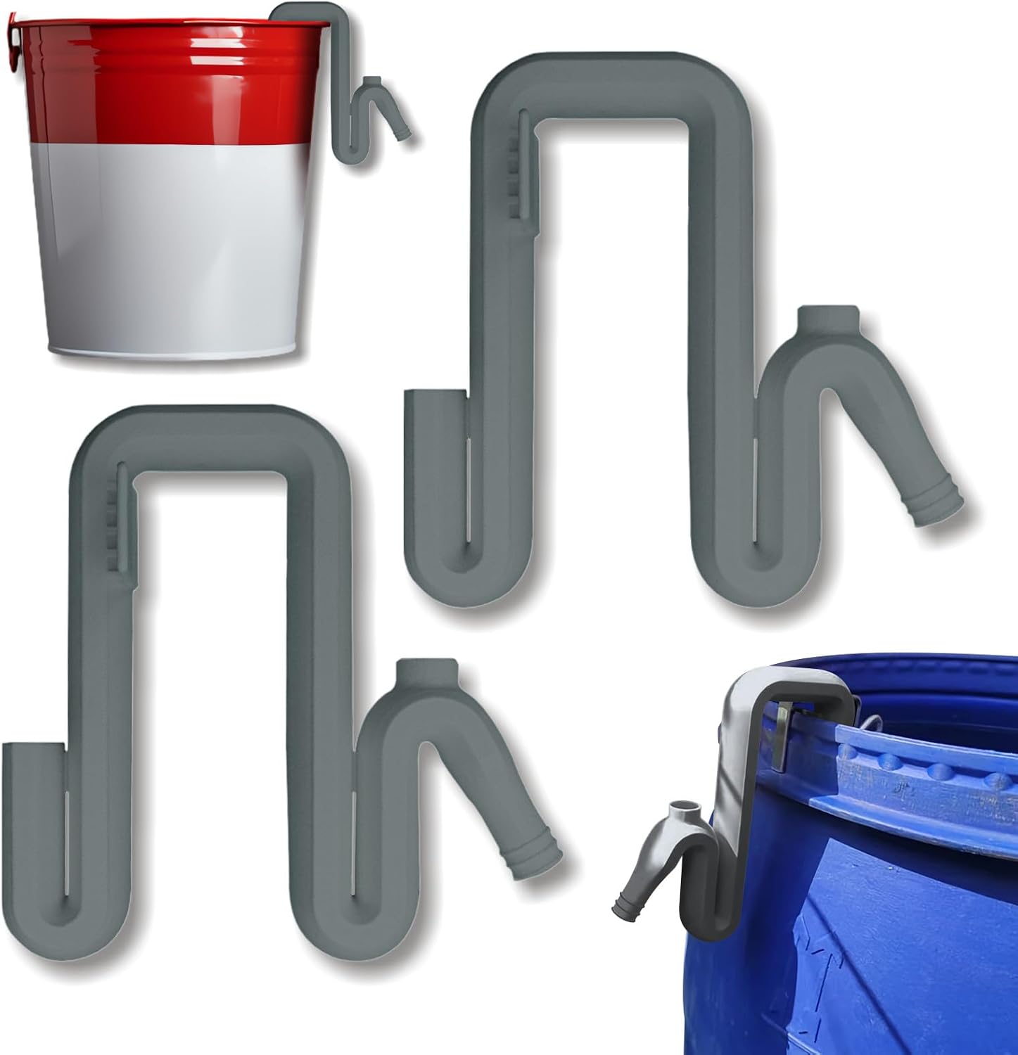 Rain Barrel Overflow Pipe, No Drill Downspout Diverter Rain Water Harvesting Management Tool, Connector Bucket Drainage Tube System to Store More Rainwater, 2 Piece