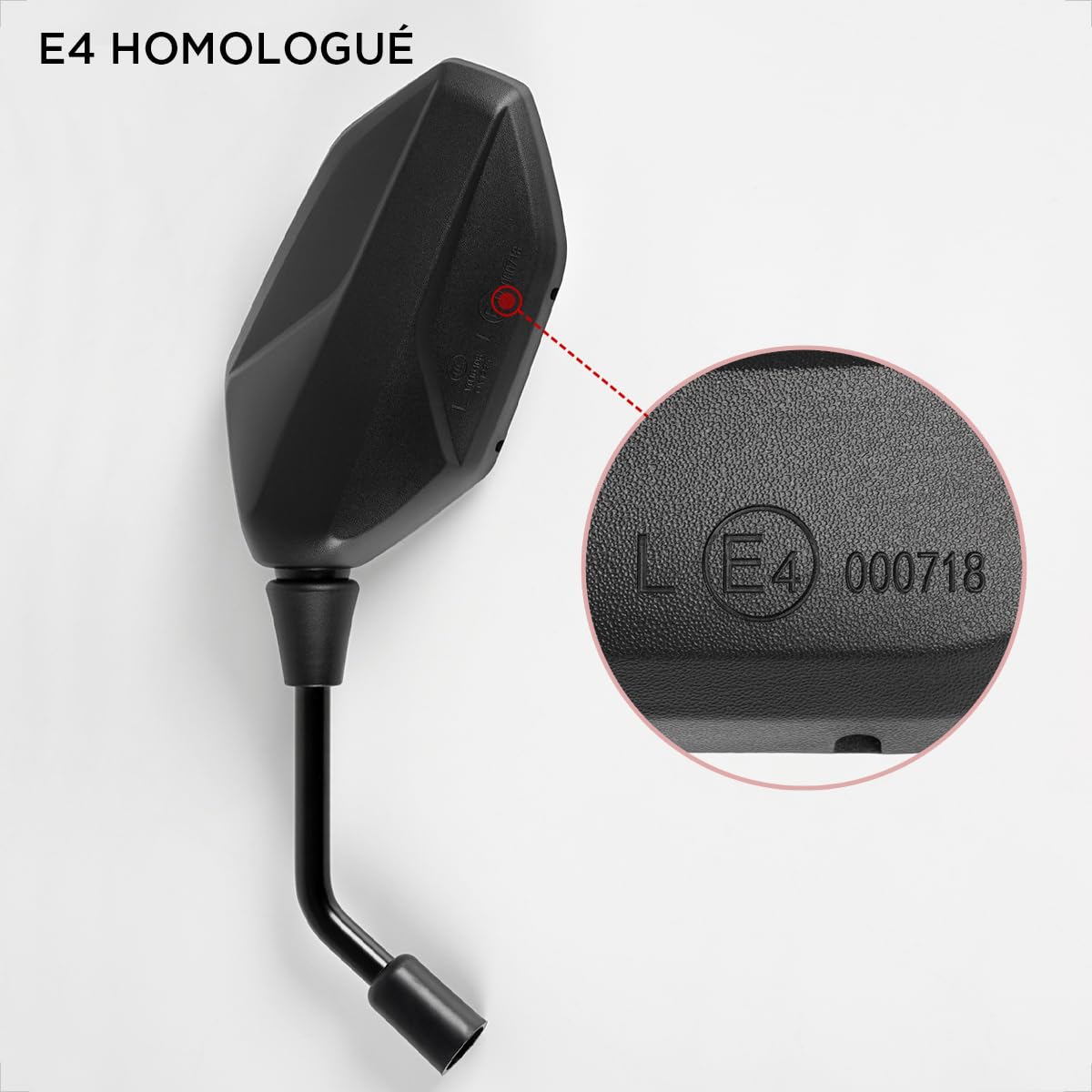 Evermotor Rétroviseur de moto universel approuvé E, M8 M10 Ensemble de rétroviseurs de moto rotatifs à 360 °, rétroviseur de moto compatible avec les scooters, scooters, VTT, cyclomoteurs (2 pièces) | Lot de 2 rétroviseurs de moto E4 - 150 x 86 mm - Rotat