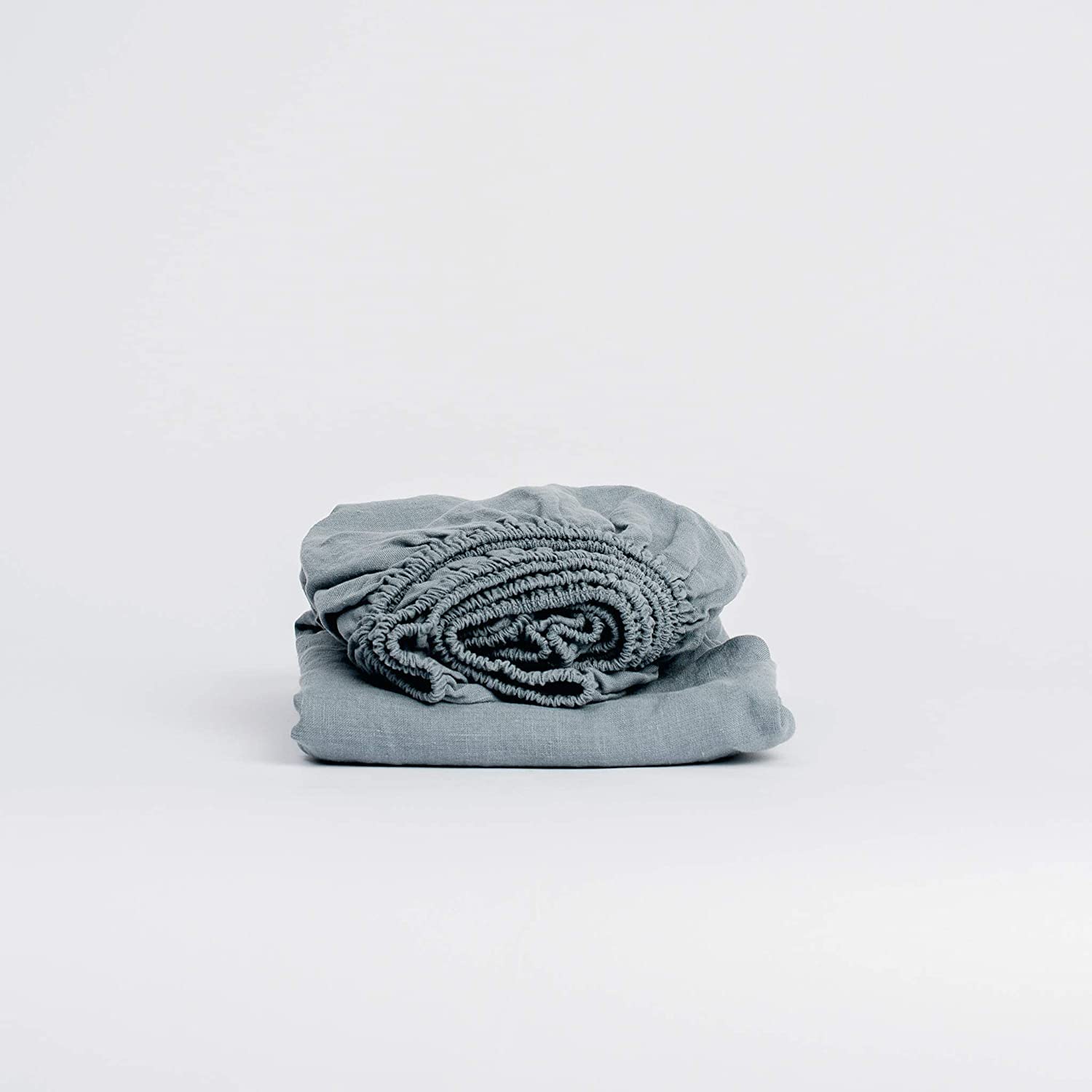 My Linen Home Lenzuolo con Angoli in Lino Lavato (100% Stonewashed) in Blu grigio, 180x200x30 cm I Orlo Elastico Continuo I Ipoallergenico, Termoregolazione e Traspirabilità, Delicato e Morbido