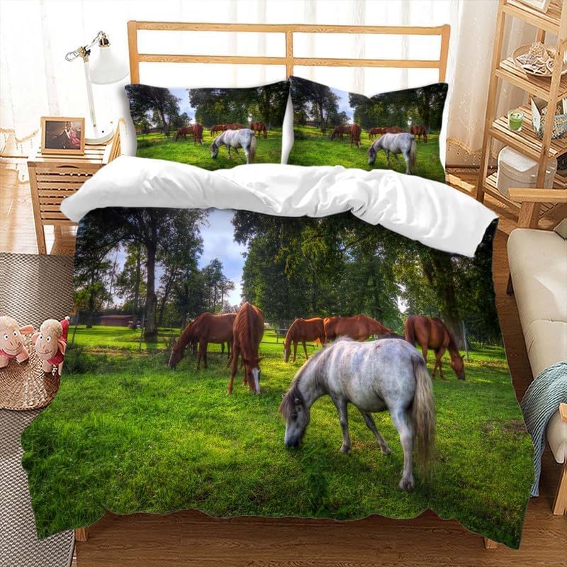 Parure de couette 200x200 cheval au tissage microfibre doux