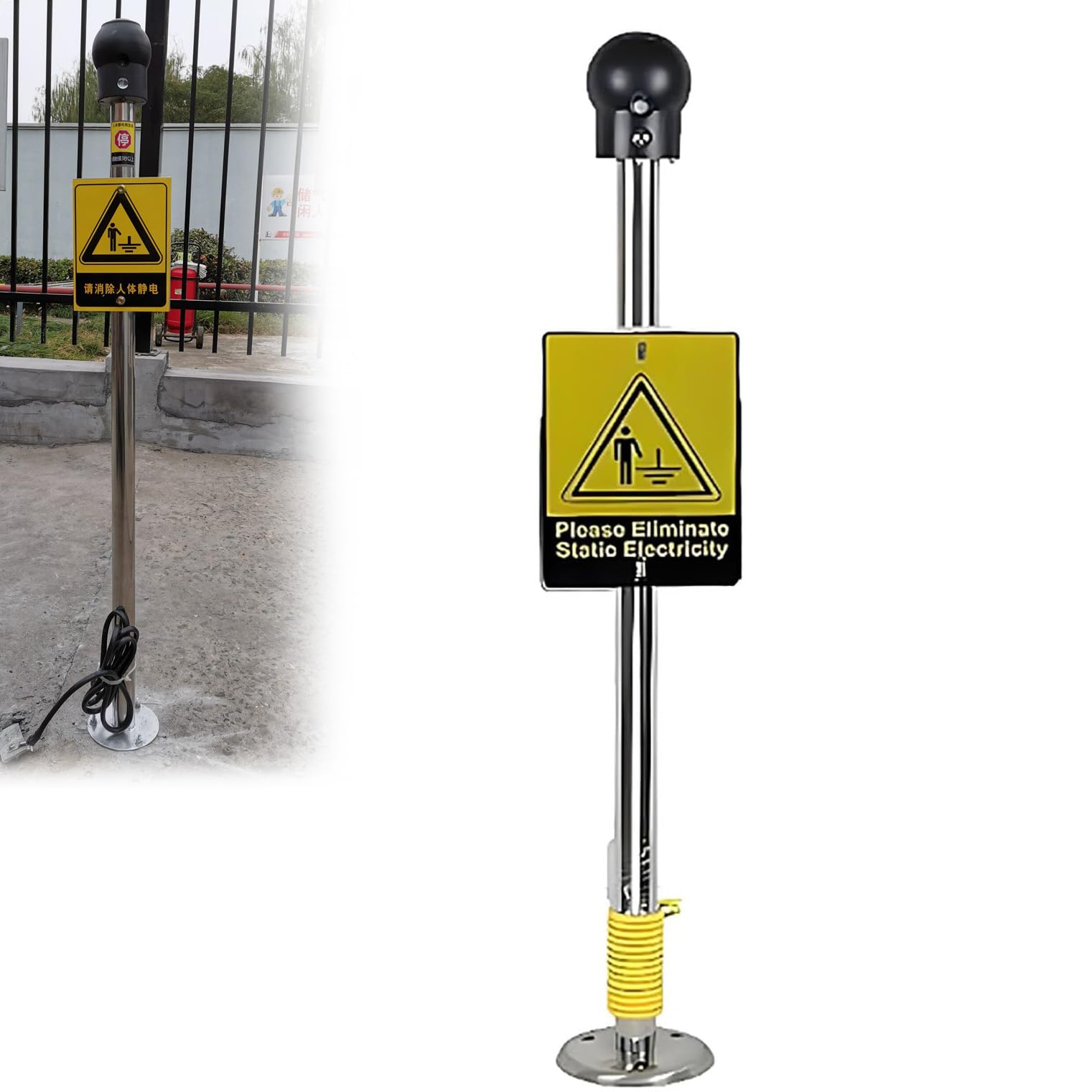 Eliminador estático para cuerpo, descargador estático a prueba de explosiones, rápida eliminación de electricidad estática 3S, conexión a tierra fiable para seguridad industrial