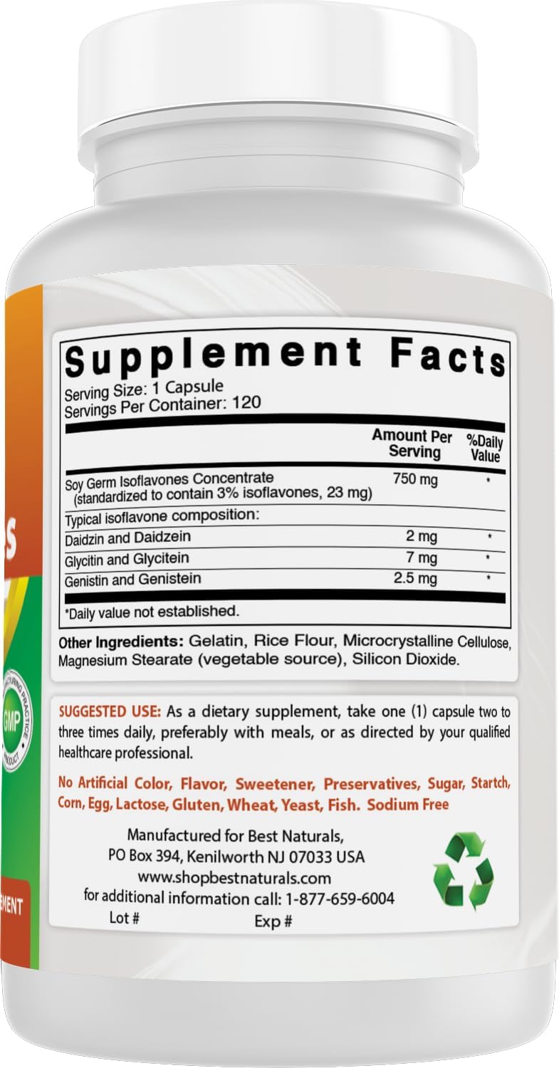 Best Naturals Best Naturals Soy Isoflavones for Women 750 Mg Capsules, 120 Count - Image 6
