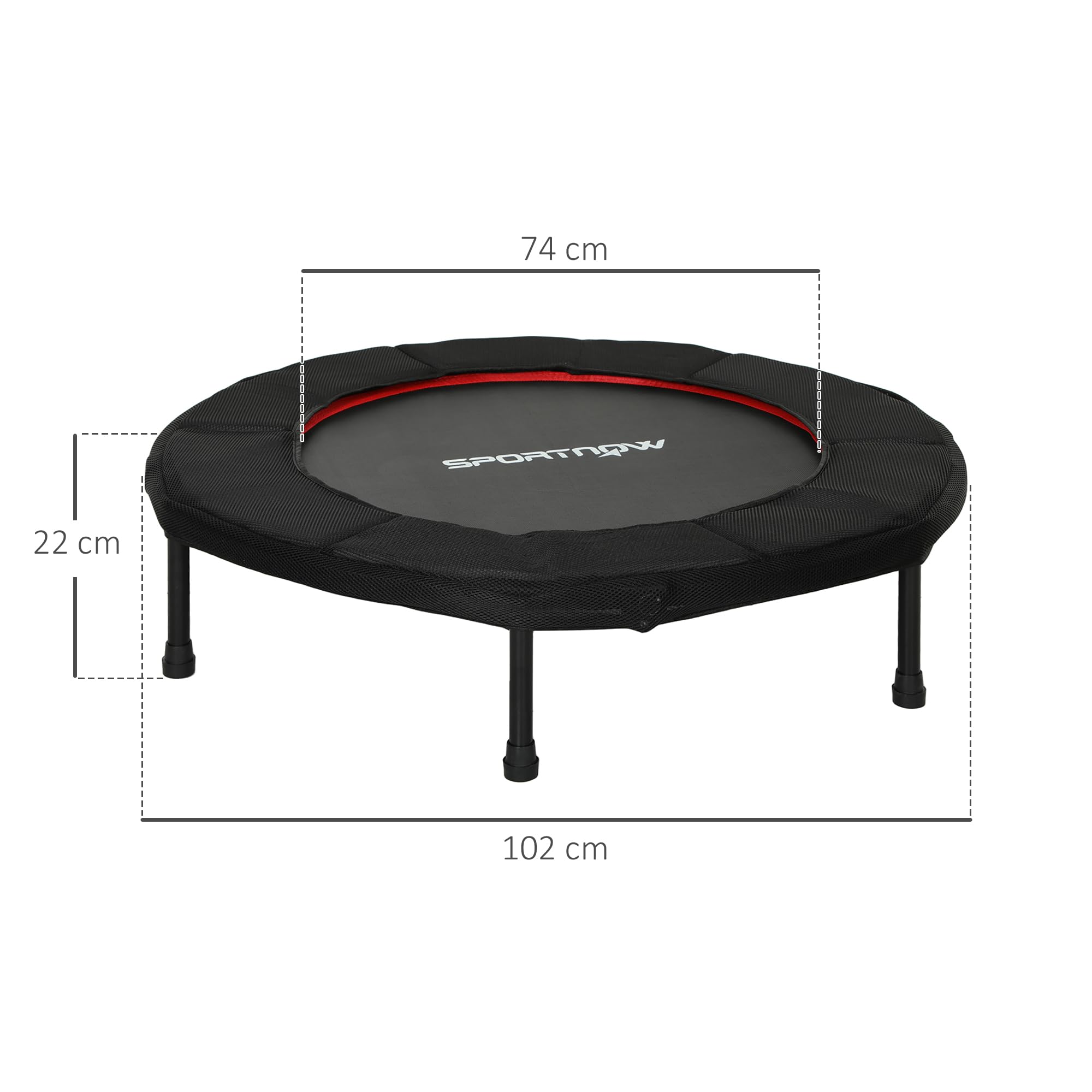 SPORTNOW Trampolino Fitness Ø102 cm Trampolino Elastico Pieghevole con Telaio in Acciaio Antiscivolo Carico 100 kg per Allenamento Gambe Corpo a Casa Ufficio Palestra
