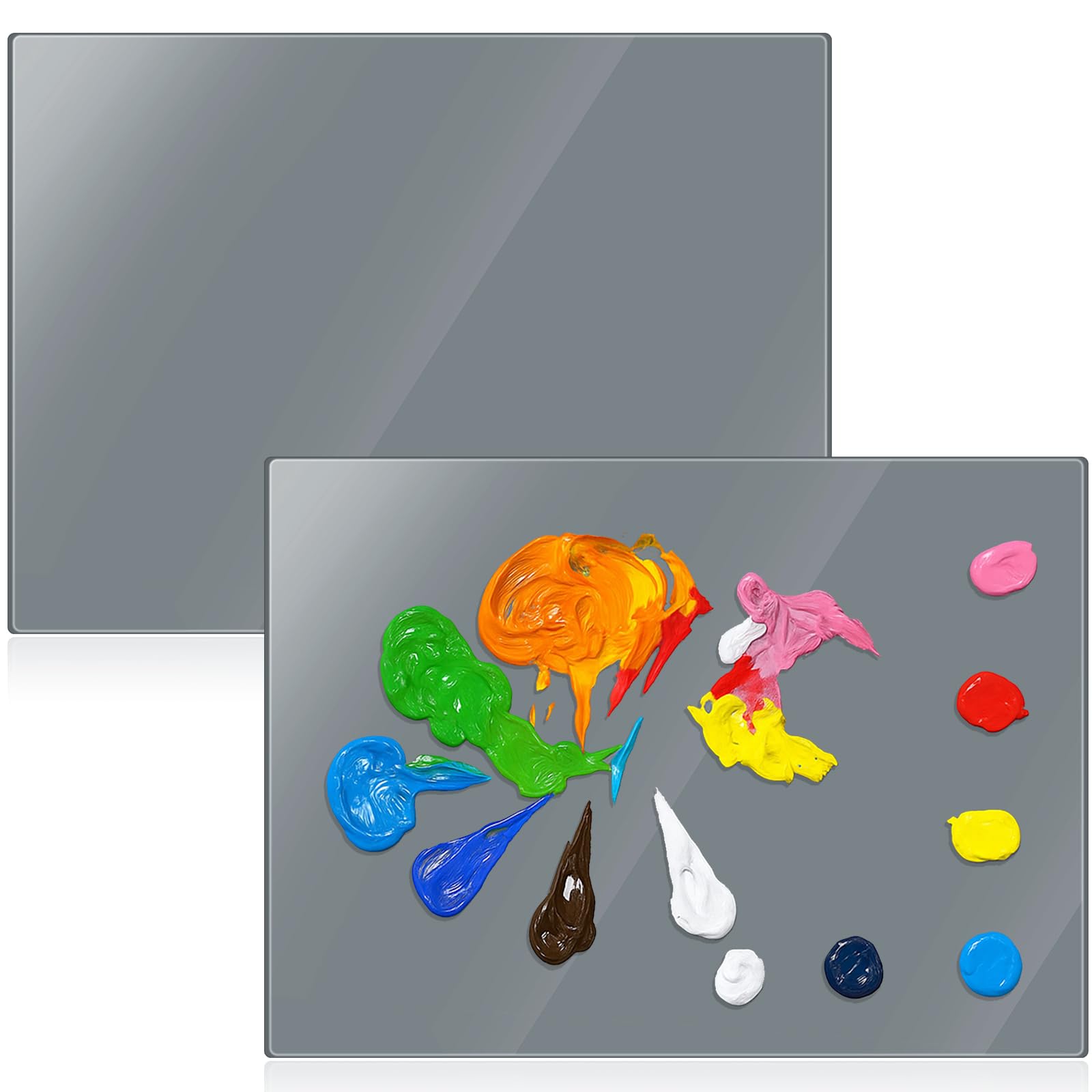 Nuanchu 2 x Palette aus gehärtetem Glas für Ölmalerei, 22,9 x 30,5 cm, Grau